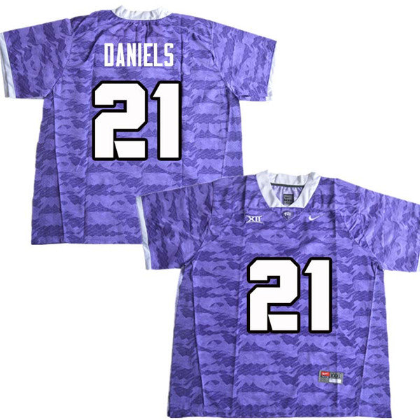 Men #21 Noah Daniels TCU Horned Frogs College Football Jerseys Sale-Purple - Click Image to Close